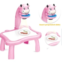 Escritorio Dibujo Musical Con Luz Proyector Infantil Pizarra - VACA ROSA - Ver 2