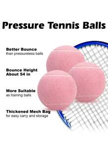 Set de 4 pelotas de tenis de fieltro de alta elasticidad y resistencia a la presión para entrenamiento, con bolsa de red portátil incluida, se pueden usar en interiores y exteriores, juguete para mascotas
