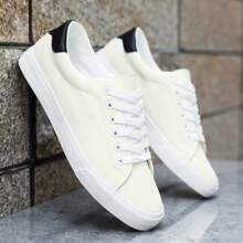 Herren Einfarbige Lässig Skateboard Schuhe, Schnüren Sie sich Niedrig-Top, bequeme Outdoor Gehen & Wanderschuhe, Ganzjährig
