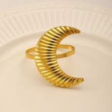8pcs/4pcs/1pc Gold Crescent Moon & Letter Ramadan Kareem Napkin Rings, Suitable For Eid, Festivals, Family Gatherings, Alloy Napkin Holder For Dining Table DIY Decor - Gold - View 8
