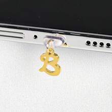 1 件简约不锈钢字母吊坠防尘塞，适用于 Type-C、Lightning、Apple 和 Android 手机，可作为礼物 - 透明防塵塞-金色 - 查看 22