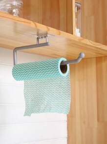 1pc Multi-Functional Kitchen Storage Rack, No Drill Kitchen Paper Towel Holder, Bathroom Toilet Paper Holder, Kitchen Cling Film Rack, Washstand Dishcloth Hanger, Bathroom Towel Rack
