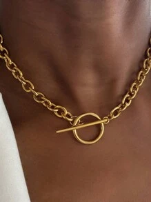 1 Hot Jewelry Personalized Thick Chain Necklace Europe And The United States Fashion OT Buckle Necklace Women - chain - View 7