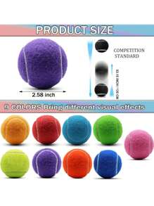 4 piezas/paquete Pelotas de tenis de alta densidad y alta elasticidad premium para entrenamiento y ejercicio, incluye bolsa de red portátil para uso en interiores y exteriores, juguete para mascotas - Morado - Ver 4