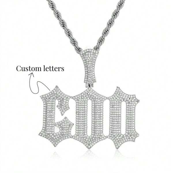 Collier pendentif personnalisé avec lettre cubique en zircone microincrusté de CZ. Pendentif personnalisé avec nom givré à la mode pour hommes et femmes. Argent, , coloré, vintage, hipster, simple, mode Y2K des années 2000, personnalisé, unique. Cadeau idéal pour lui, elle, petit ami, petite amie, papa, maman, famille, amis, pour anniversaire, remise des diplômes, soirée, colliers pour femmes