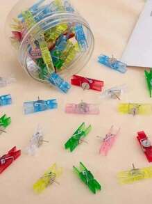 20pcs Drawing Pins Plastic Thumb Tack Clips Push Pins For Cork Board Office & School Supplies Binder Clips Back To School,Back To School,School Supplies