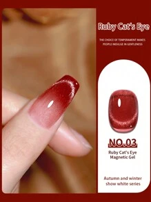 annies 10ml Red Glass Bead Cat Eye Gel Nail Polish, 2024 Autumn & Winter New Arrival Cherry Wine Red Cat Eye Butterfly Bottle Manicure Valentine's Day Valentines Nails - 彩色 - 查看 14