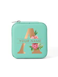 1 hộp đựng trang sức có tên tùy chỉnh, hộp đựng nhẫn, vòng cổ, hộp đựng trang sức du lịch di động có khóa kéo - Màu xanh lam - Xem 8