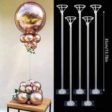 Lote de 10 piezas/6 piezas/4 piezas/2 piezas de soportes para globos de 35 cm/13.78 pulgadas, soporte de columna para globos con tul para decoración de mesas en cumpleaños, bodas, fiestas, vuelta al cole, San Valentín