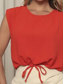 ALETHEIA - JAPANESE SLEEVE BLOUSE TANK TOP WITH ADJUSTMENT AT THE HEM FRESH AND COMFORTABLE DUNAS FABRIC -  BLOUSES - 紅色 - 查看 4