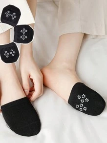 5 双女式黑色和肤色拼色短袜，薄款硅胶防滑高跟隐形半趾袜，适合秋冬季日常穿着 - 彩色 - 查看 8