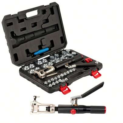Hydraulic Flaring Tool Kits, 45° Double Flaring Tools, 33PCS Flaring Dies, Brake Repair Brake Flaring Tool For 3/16"-1/2", With Tube Cutter And Deburrer, For Copper Line, Steel Pipe Automotive Repair