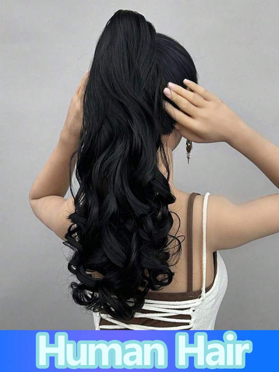 Black Long Claw Clip In Ponytail Hair Extension Body Wave Natural Black Body Wave Ponytail Extension Body Wave Human Hair Ponytail For Women - Natural Black - View 1