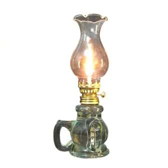 1 装饰品 精致手柄玻璃油灯浮雕灯罩玻璃油灯装饰品（不含燃料）最佳礼品装饰、家居装饰、房间装饰