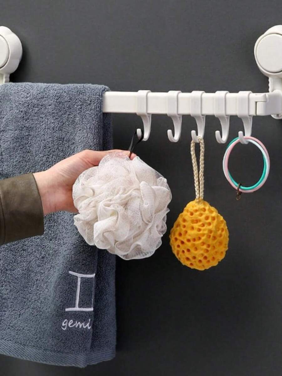 Christmas Multipurpose Wall Mounted Towel Rack Bathroom Suction Cup Holder Hook Bar - 彩色 - 查看 1