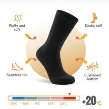 1 Pair Thermal Socks, Premium Merino Wool Socks, Warm Winter Socks, Outdoor Walking Socks For Men & Women, Thick Warm Crew Sock For Work Walking Hiking Running Skiing And Outdoor Sports - Black - View 3
