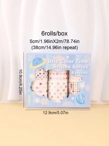 6 卷/盒圆点和纸胶带，适用于 DIY 剪贴簿用品和日记，圣诞节送给朋友的礼物（1.96*78.74 英寸） - 彩色 - 查看 5