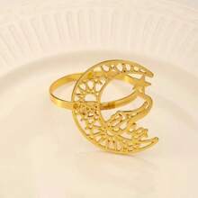 Ramadan Crescent Moon And Star Napkin Rings, Decor For Birthday, Farmhouse, Wedding, Restaurant, Hotel, Valentine's Day, Party, Buffet Table, Party Supplies, Home Kitchen Dining Table Decorations - Multicolor - View 10