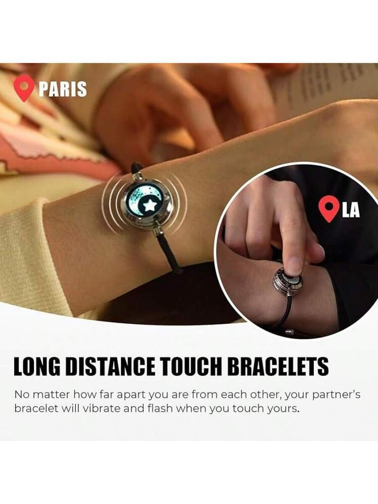 Long Distance Touch Bracelets For Couples, Vibration & Light Up For Love  Couples Bracelets | Long Distance Relationship Gifts For Girlfriend  Bluetooth Pairing Jewelry | SHEIN USA