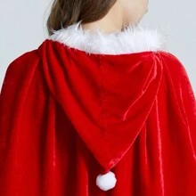 1 件金丝绒圣诞披风、圣诞斗篷服装、红色斗篷 - 紅色 - 查看 7