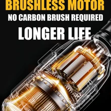LYUWO LYUWO 21V Electric Tool Rechargeable Lithium Battery Electric Wrench Brushless 420N. M. The Maximum Output Is 520N M. The High Torque Wrench Is Suitable For Car Maintenance And Stage Bracket Maintenance. It Can Rotate Clockwise And Counterclockwise, With Adjustable Speed, Emergency Stop, Rotatable Hole, LED Light, Large Capacity Battery, And Efficient Operation. Gift Parts