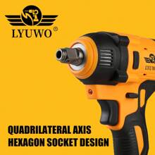 LYUWO LYUWO 21V Electric Tool Rechargeable Lithium Battery Electric Wrench Brushless 420N. M. The Maximum Output Is 520N M. The High Torque Wrench Is Suitable For Car Maintenance And Stage Bracket Maintenance. It Can Rotate Clockwise And Counterclockwise, With Adjustable Speed, Emergency Stop, Rotatable Hole, LED Light, Large Capacity Battery, And Efficient Operation. Gift Parts