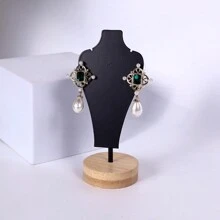 1pc Luxury Iron & Wood Jewelry Display Stand, Necklace, Bracelet, Pendant Organizer Rack For Shop Display Back To School