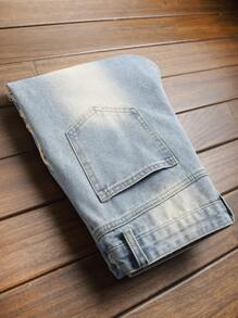 Vintage Distressed Straight Leg Jeans For Teens - Medium Wash - View 8