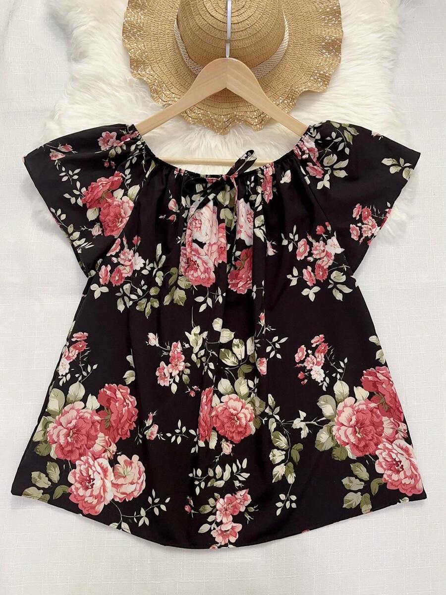 Women's Fashion Blouse - 黑色 - 查看 1