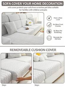 1 Stück Anti-Kratzen Fleece Sofa Überwurf, Ganzjährig Universeller Neuer Sofa Überzug, Universelle Hutförmige Schutzhülle, Geeignet zum Schutz von L-förmigen Sofas und 1, 2, 3, 4 Sitzer Sofas im Wohnzimmer - Hellgrau - Übersicht 8