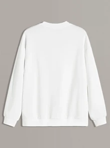 Men's Letter Graphic Loose Fit Crew Neck Long Sleeve Pullover Sweatshirt