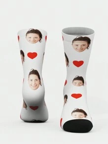 1 Pair Customized Face Design Funny Mid-Calf Socks For Women & Men, Personalized Socks With Photo Of Attractive People, Interesting Customized Image Couple Mid-Calf Socks, Suitable As Gifts For Valentine's Day, Birthday, And Other Occasions Dawg Adorable,Contracted,Funny,Cozy Custom,Personalized,Unique,Customized Personalized Gifts For Men/Women Ideal Gifts For Him Boyfriend,Friends Bedroom,For Weddings,For Holiday,For Anniversaries,For Birthdays