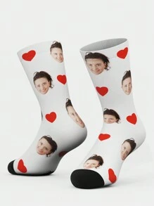 1 Pair Customized Face Design Funny Mid-Calf Socks For Women & Men, Personalized Socks With Photo Of Attractive People, Interesting Customized Image Couple Mid-Calf Socks, Suitable As Gifts For Valentine's Day, Birthday, And Other Occasions Dawg Adorable,Contracted,Funny,Cozy Custom,Personalized,Unique,Customized Personalized Gifts For Men/Women Ideal Gifts For Him Boyfriend,Friends Bedroom,For Weddings,For Holiday,For Anniversaries,For Birthdays