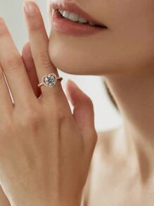 1 chiếc nhẫn rỗng hình trái tim thiết kế D màu 1-2ct Moissanite Rhinestone nhẫn cưới, nhẫn bạc Sterling S925 thích hợp cho phụ nữ đính hôn, vợ, bạn gái, quà tặng sinh nhật, quà kỷ niệm trang sức cô dâu cao cấp ngày lễ tình nhân - Hoa hồng vàng - Xem 5