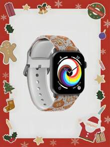 圣诞姜饼人、雪花和圣诞树设计硅胶表带兼容 Apple Watch 38 毫米 40 毫米 41 毫米 45 毫米 44 毫米 42 毫米 49 毫米，柔软、灵活、透气的替换表带兼容 Apple Watch Ultra SE/Series 9/8/7/6/5/4/3/2/1 - 彩色 - 查看 2