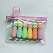 6pcs/Set Mini Ice Cream, Candy, And Waffle Cone Style Fluorescent Highlighter Pen Set, Cute Graffiti Drawing Diary Study Marker Pen With Random Packaging
