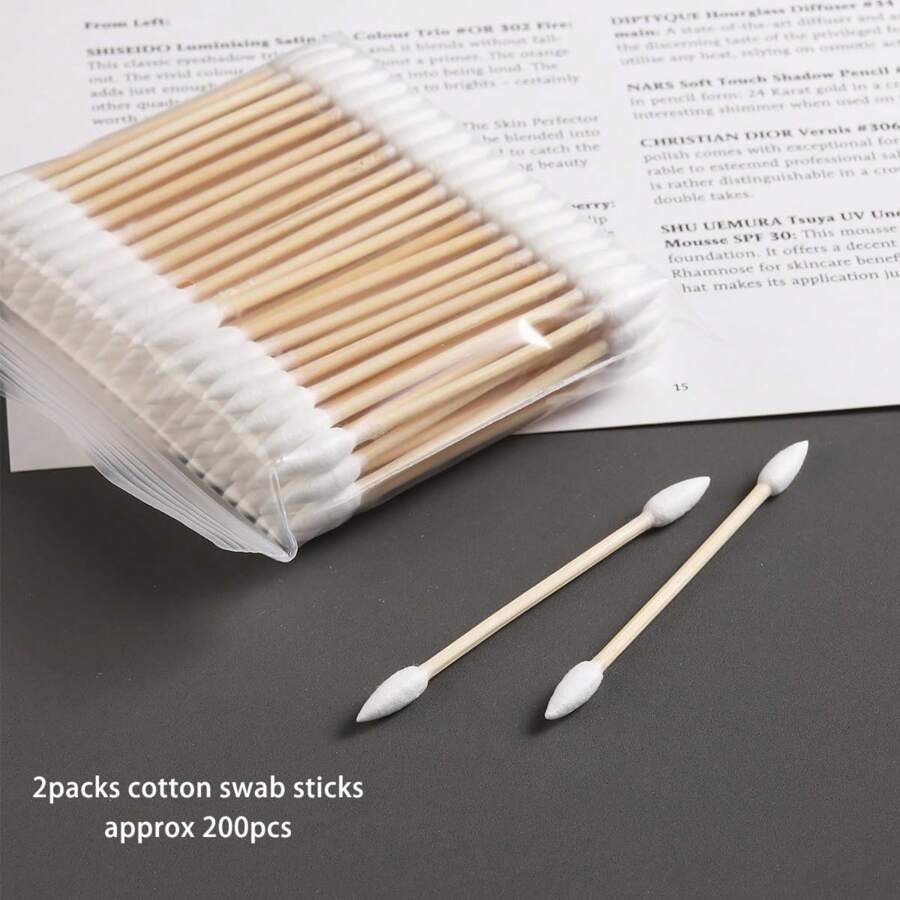 200/400PCS Pointed Tip Cleaning Swabs, Precision Tip Cleaning Swabs With Wooden Sticks, Double Side Buds For Makeup, Personal Care, Nail Polish Clean Up Tool, Nail Polish Corrector Swabs
