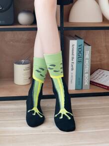 1/2 Pairs Men Breathable Moisture-Wicking Casual Funky Cartoon Frog Print Mid-Calf Socks, Versatile