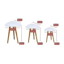 Trio Set Of Living Room Side Tables With Retro Stick Legs And Organic Top Kit Of 3 Units - 白色 - 查看 3