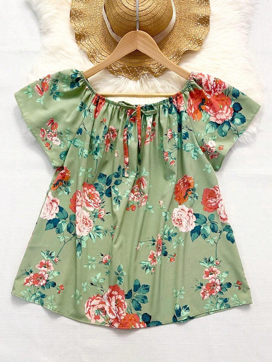 Women's Fashion Blouse - Green - View 1