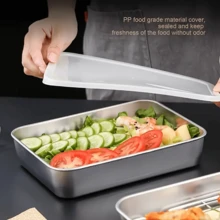 Bộ 1/3 hộp đựng thực phẩm bằng thép không gỉ có nắp đậy kín - Bát đựng có thể xếp chồng, không tích điện để đựng salad, bánh sandwich và trái cây - Bạc - Xem 3