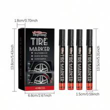 4pcs Multicolor Car Tire Paint Marker Pens – Long-Lasting, Non-Fading, Creative DIY Oil-Based Markers For Tire Art And Customization