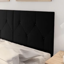 Berlin Upholstered Headboard With Feet For King Size Box Bed In Shiny Suede, 1.60cm - Various Colors - RTA Móveis. - Black - View 3