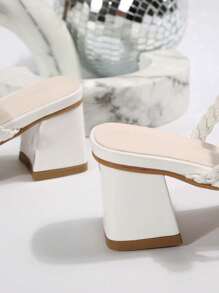 Dép quai ngang đế dày cho nữ, Dép quai đan thời trang, Dép sandal mùa hè ngoài trời - trắng - Xem 6