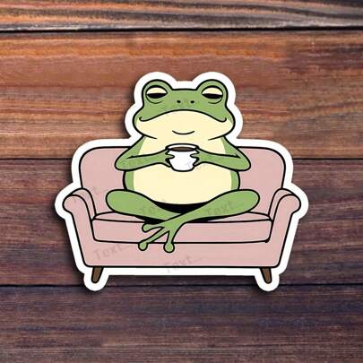 3-Inch "Frog On Couch Relaxation Sticker – Perfect For Laptops, Water Bottles, Journals, And Chill Spaces | Great For Frog Lovers, Relaxation Enthusiasts, And Humor Fans | Ideal Gift For Friends, Family, And Co-Workers | Whimsical Sticker For Relaxation-Themed Decor, Animal Lovers, And Calm Spaces"