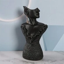 1 pieza Soporte de exhibición de busto de maniquí de resina creativo para almacenamiento de joyas como collares y aretes, modelo de retrato, vitrina, regalo para mujeres - Negro - Ver 15