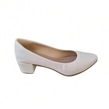 Women's Pumps Low Thick Heel Comfortable Formal Shoes - White - View 5