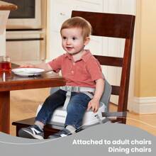 UBRAVOO Portable Booster Seat For Dining, Travel High Chair With 3-Point Harness And 2 Adjustable Straps, Washable Baby Food Chairs 6 Months Plus Sitting Up - 灰色 - 查看 4