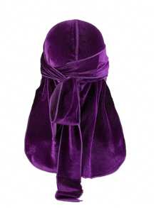 Men's Solid Color Velvet Durag With Thermal Lined - Adjustable Elastic Band For Secure Fit, Soft Breathable Winter Headwear, Pirate-Style Design Suitable For Sports, Outdoor Activities & Casual Wea Pirate Hat Pirate Costume