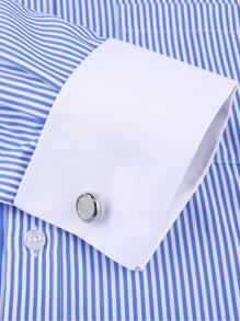1 pieza Camisa formal con puños franceses para hombre, bloque de color y parche de manga larga, para boda de novio/padrinos, viene con gemelos aleatorios